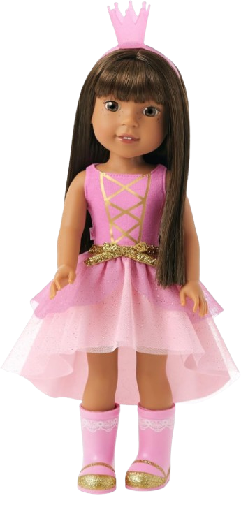 WellieWishers 14.5-inch Ashlyn Doll with Pink Leotard, Glitter Skirt